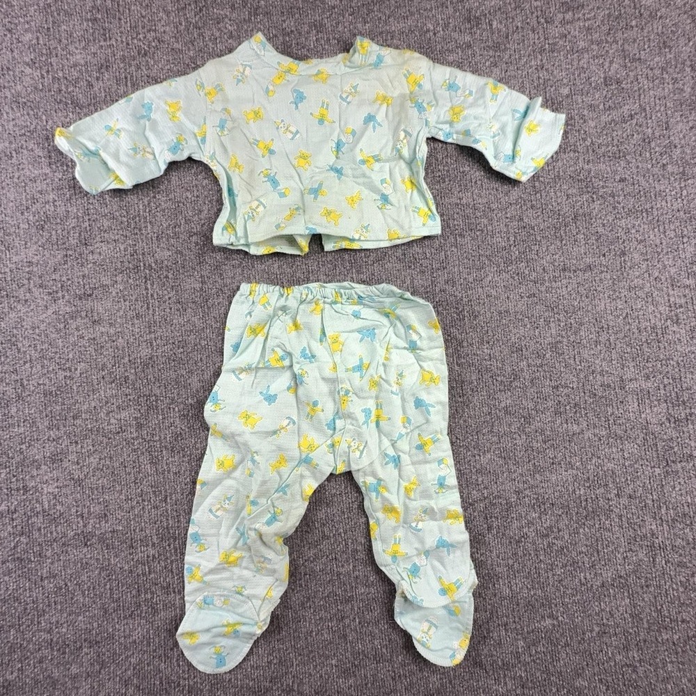 Green Gauze Outfit Set Girls 9-12M Footed Pants Top 2 Piece Animal Circus Print
